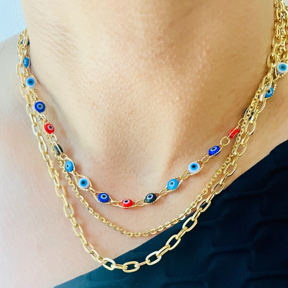 18k Stacked Evil Eye 🧿 Necklace Set